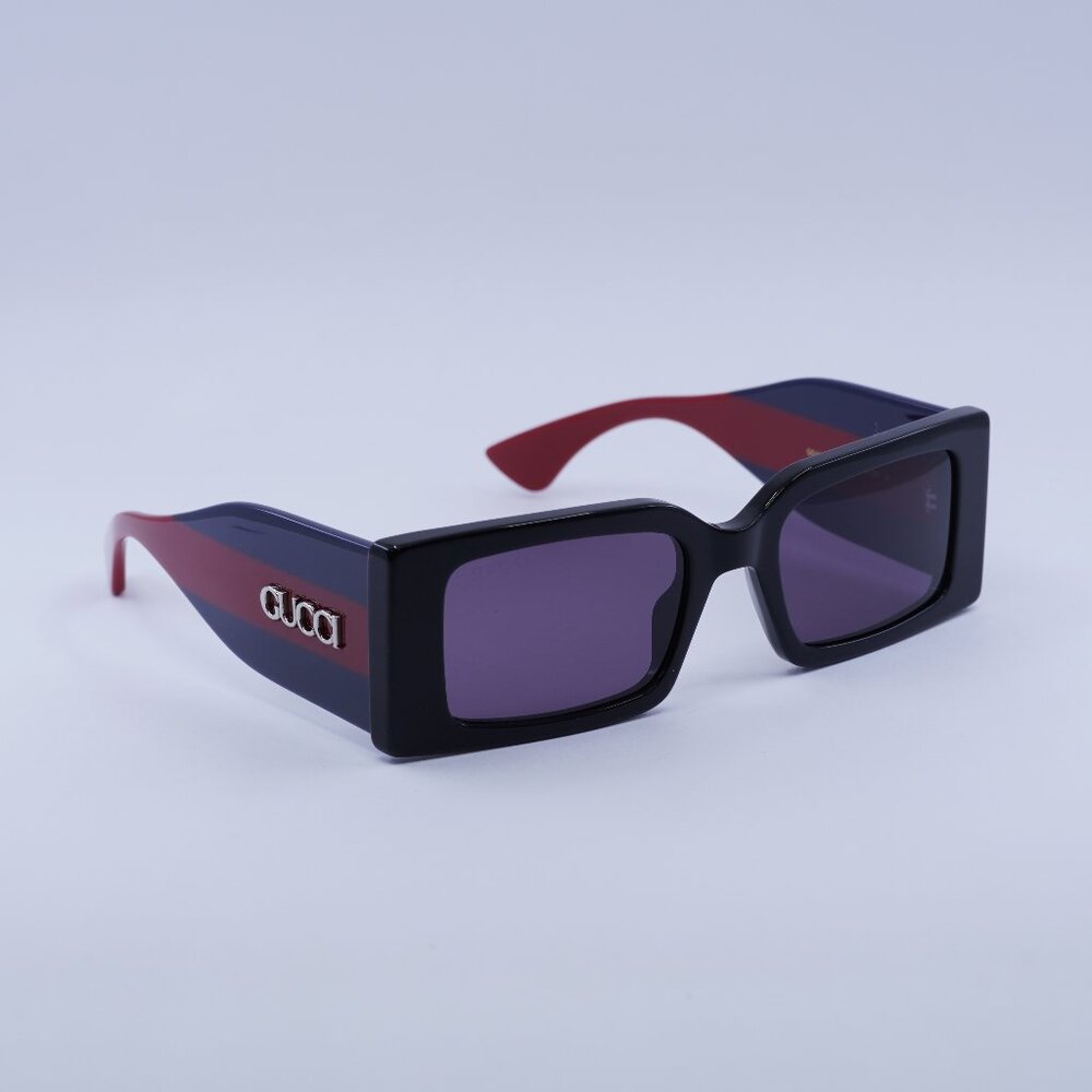 🕶️ New Gucci GG1860S 004 Sunglasses - Black/Blue/Red Frame, Violet Lenses